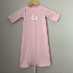 Unbranded vintage baby long pink gown drawstring hem cotton tail bunny rabbit